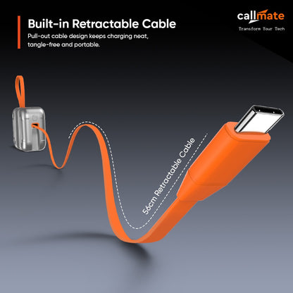 10K Power Bank – Retractable Cable Edition