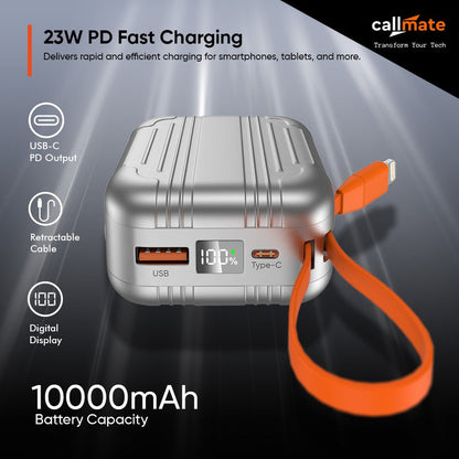 10K Power Bank – Retractable Cable Edition 1